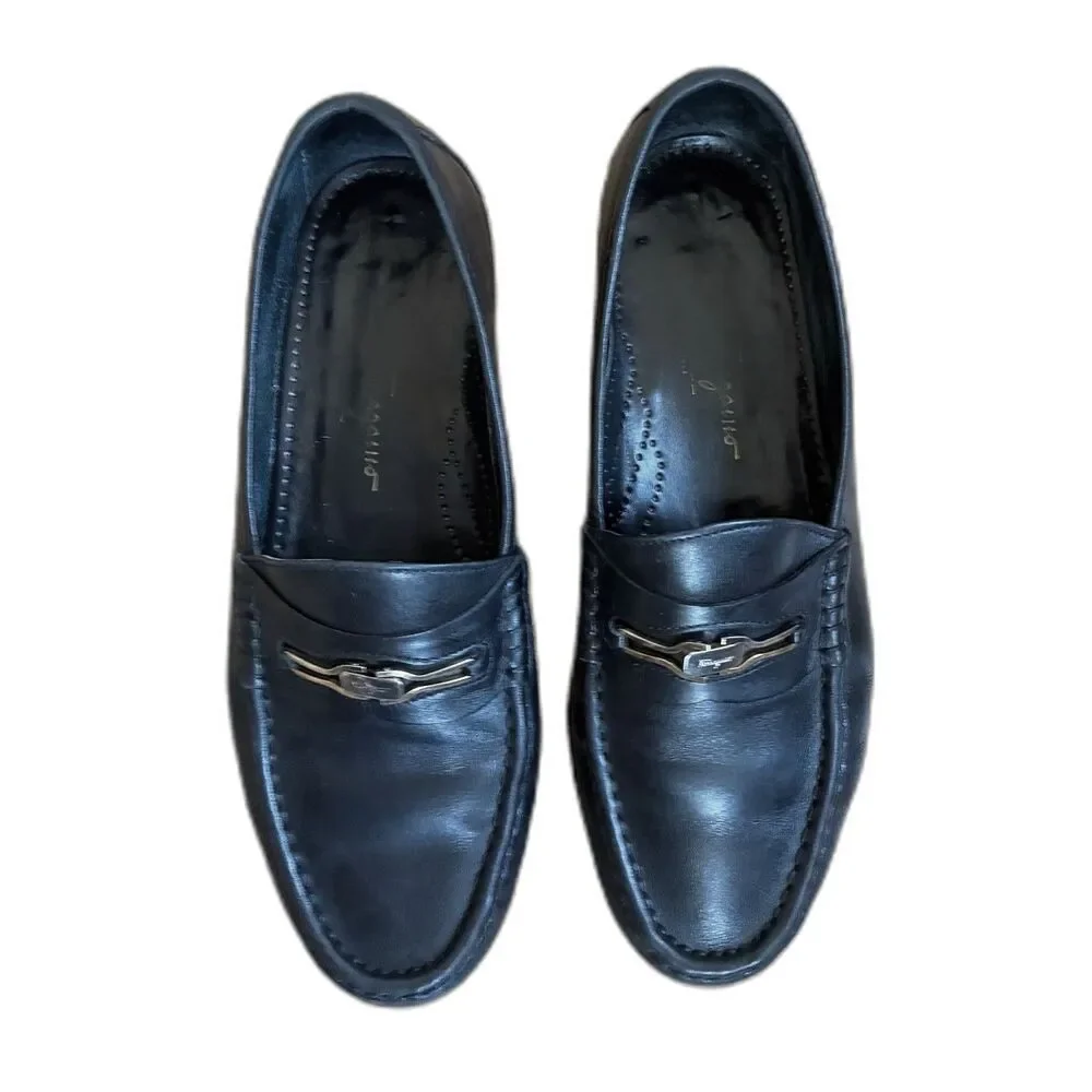 Salvatore Ferragamo Black Leather Horsebit Slip On Loafer Shoes   Mens Size 8.5